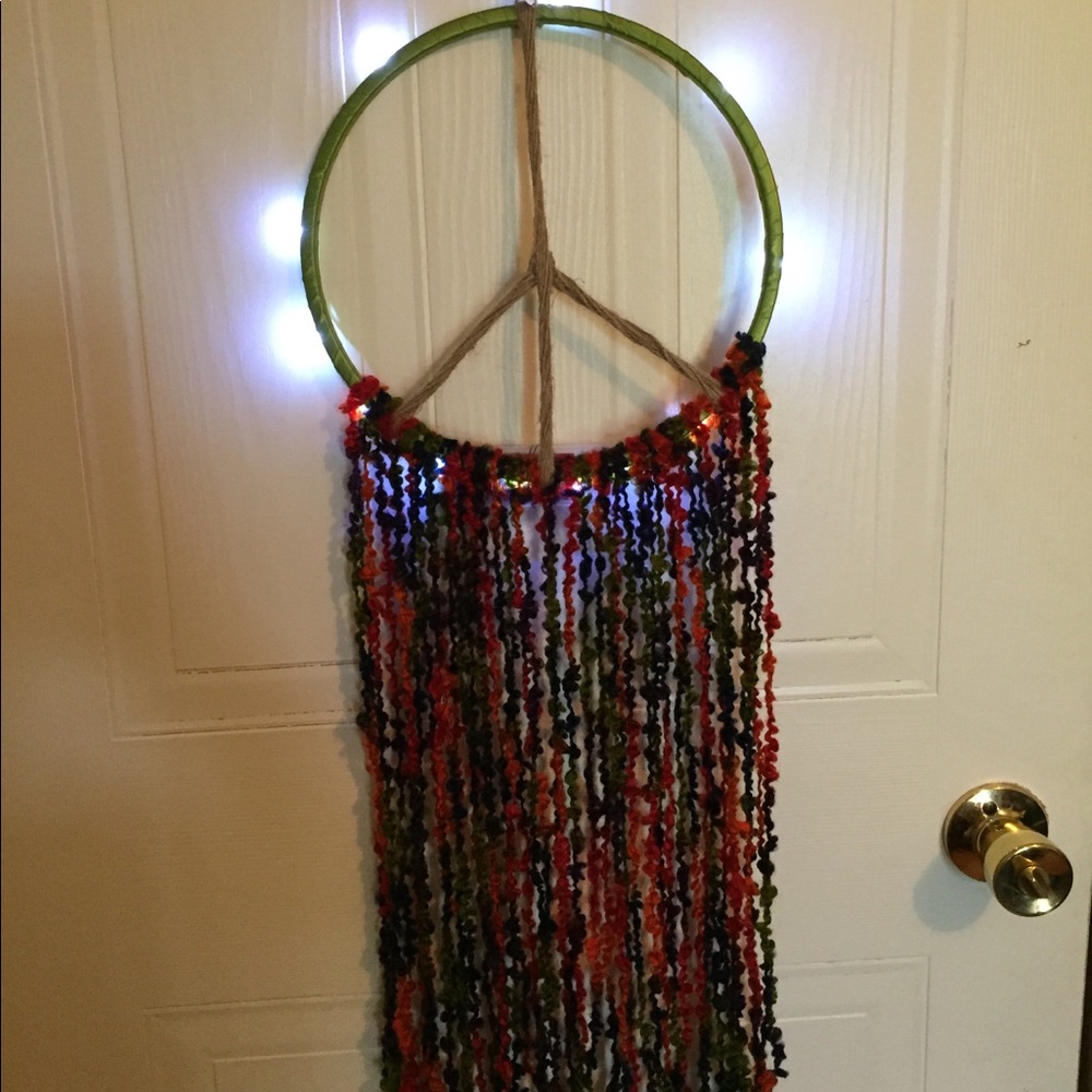 10 inch LIGHT UP PEACE sign Dream catcher